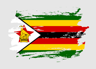 Grunge style textured flag of Zimbabwe country