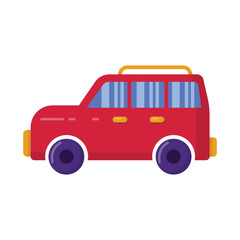 Vector graphic of SUV car. Red SUV car illustration with flat design style. Suitable for content design assets