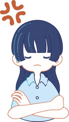 腕を組んで怒っている人のイラスト