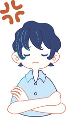 腕を組んで怒っている人のイラスト