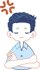 腕を組んで怒っている人のイラスト