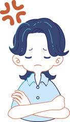 腕を組んで怒っている人のイラスト