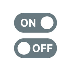 Icon on and off. Designation of parameter activity, on web and mobile devices. Isolated vector illustration on white background.