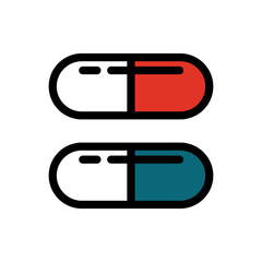 Pill icon. Medical symbol, designation of a hospital, treatment or medicine. Matrix. Isolated vector illustration on white background.