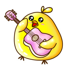 Cute yellow cartoon chick.