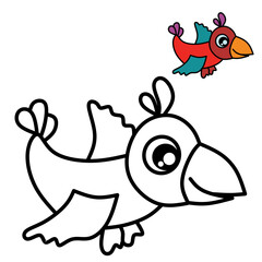 bird vector image for coloring book.