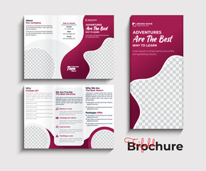 Travel trifold brochure Template design for agency
