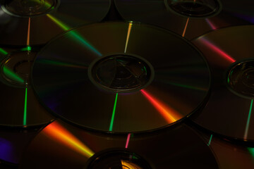 Pile of CDs used for storing data, audio and video