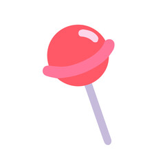 Hand-drawn cute isolated clipart illustration of round pink lollipop candy © mid0ri