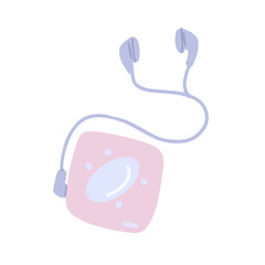 Hand-drawn cute isolated clipart illustration of y2k old cd player