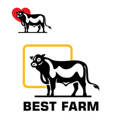 simple big bull logo, silhouette of strong cattle walking vector illustrations