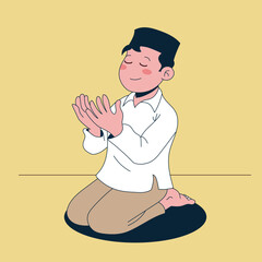 Muslim Boy Praying Vector