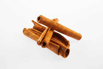 Cinnamon sticks isolated on white background, roll, aroma, herb