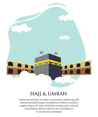 hajj and umrah background with flat kaaba