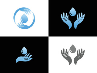 Water drop and Hand vector for logo, icon, web, etc.eps