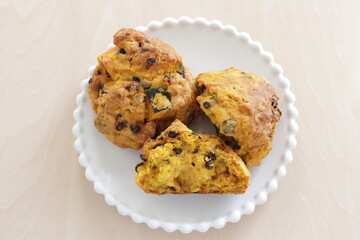 Homemade pumpkin scone for autumn breakfast food image 