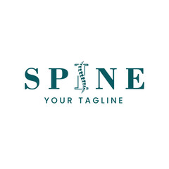 Spine word sign logo on letter I, symbol, icon, design template.medical logo