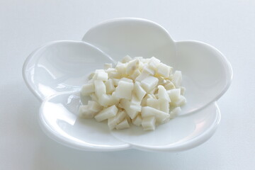 prepared chopped bamboo shooting for cooking ingredient