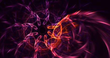 3D rendering abstract multicolor fractal light background