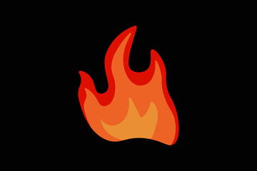 burning flame isolated on black background.