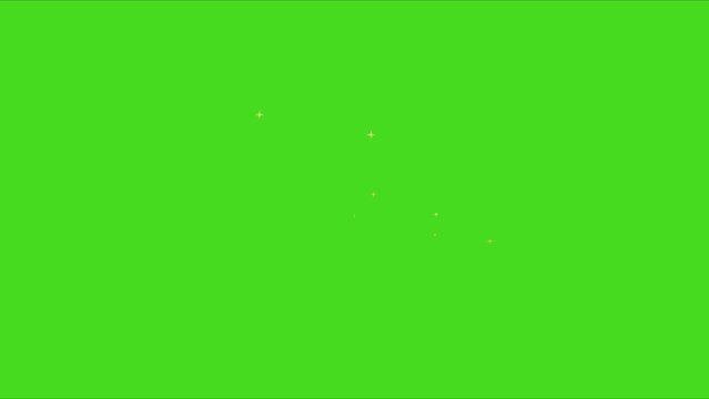 golden stars animation video on green background, decoration animation stars on green background