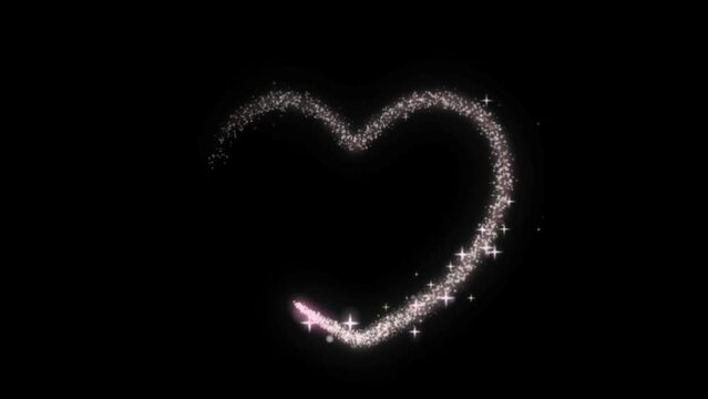 heart shaped smoke, white heart on a black background, beautiful animation heart on black background