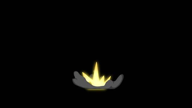 burning candle on black background, Shining 2D sparks on a black background. Animation of cartoon sparks in 4k with alpha channel. Stock video effect of outgoing energy.