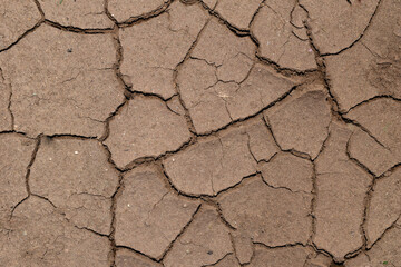 Texture of the dried earth with clay and sand, Close-up.