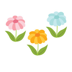 Cute Colorful Flowers Plants Illustration Vector Clipart