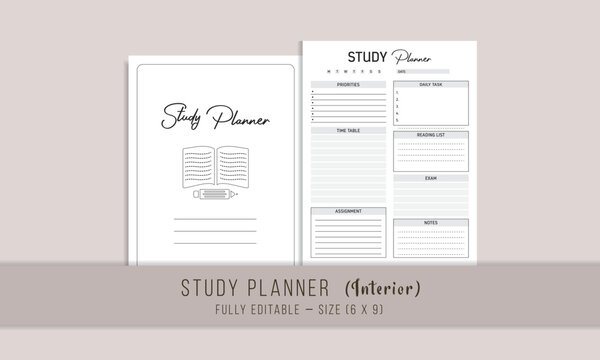 Study planner journal kdp interior template