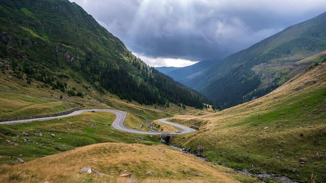 Amazing time lapse video with the south part of the famous Transfagarasan serpentine mountain road between Transylvania and Muntenia, Romania