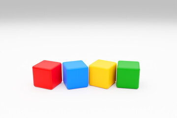 Obraz premium Set of colorful building blocks of a children's designer. 3D illustration.