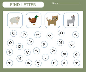 Find the first letter of the word  and connect. Educational game for children.
