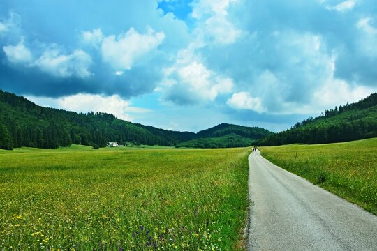 Slovakia-view of the tourist on the way through Muran plateau in the Low Tatras