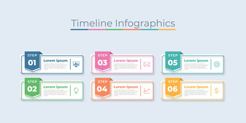 Fototapeta na wymiar Timeline Infographics Design Marketing Icons. Usable for Workflow Layout, Diagram, Annual Report, Web Design. Business Data Visualization with steps or Processes