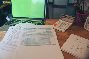 Planning Budget and Tax Concept. Individual Income 1040 Tax Form For who have income According to...