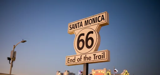 Poster Route 66 sign End of the Trail Santa Monica  Los Angeles © Hanker