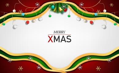 Merry Christmas and Happy New Year. Xmas decorative design elements on background. texture. Horizontal Christmas posters, greeting cards. Objects viewed from above.