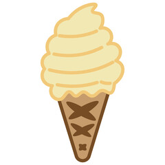 Cartoon Vanilla Ice Cream Cone Illustration