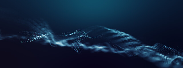 Abstract futuristic - technology with polygonal shapes on dark blue background. Design digital technology concept. 3d illustration.