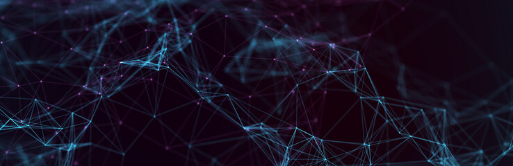 Abstract futuristic - technology with polygonal shapes on dark blue background. Design digital technology concept. 3d illustration.