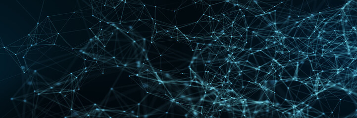 Abstract futuristic - technology with polygonal shapes on dark blue background. Design digital technology concept. 3d illustration.