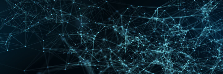 Abstract futuristic - technology with polygonal shapes on dark blue background. Design digital technology concept. 3d illustration.