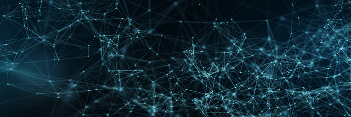 Abstract futuristic - technology with polygonal shapes on dark blue background. Design digital technology concept. 3d illustration.