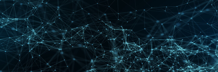 Abstract futuristic - technology with polygonal shapes on dark blue background. Design digital technology concept. 3d illustration.