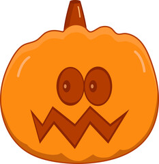 Pumpkin face. Illustration of a pumpkin. Happy Halloween. Monster. Pumpkin for Halloween.  Elements for fall decor and Halloween invitation. Scary and cute Halloween pumpkin face.