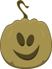Pumpkin face. Illustration of a pumpkin. Happy Halloween. Monster. Pumpkin for Halloween.  Elements for fall decor and Halloween invitation. Scary and cute Halloween pumpkin face.