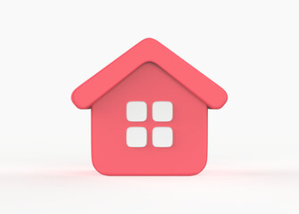 Minimal house symbol. Real estate, mortgage, loan concept. 3d illustration