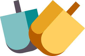 Hanukkah dreidel. Wooden dreidel (sevivon, spinning top). Dreidel Icon. Hanukkah symbols element.