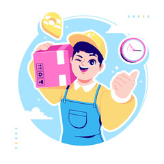 cute courier delivery illustration background
